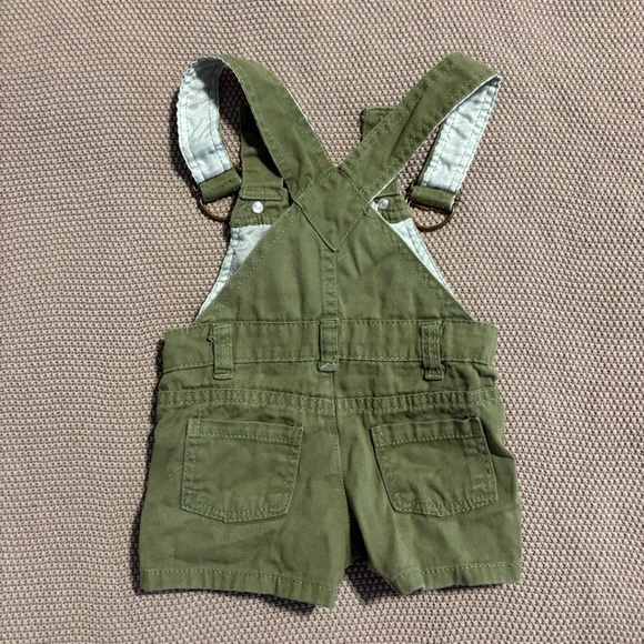 Olive Green Kids Dungaree Shorts - Picture 2 of 4